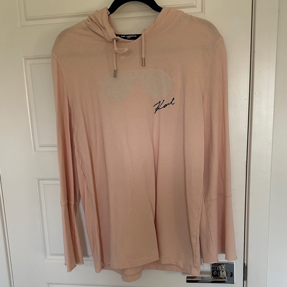 Karl Lagerfeld Blush Hooded Top with Graphic